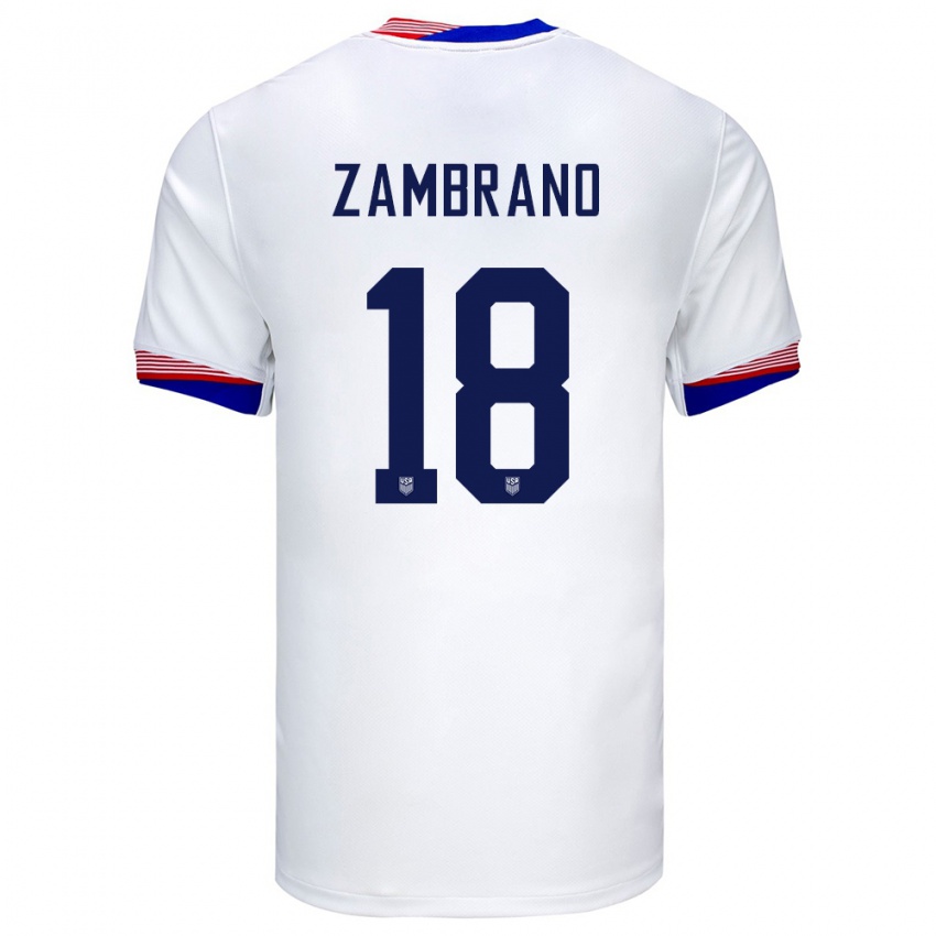 Bambino Maglia Stati Uniti Marcos Zambrano #18 Bianco Kit Gara Home 24-26 Maglietta