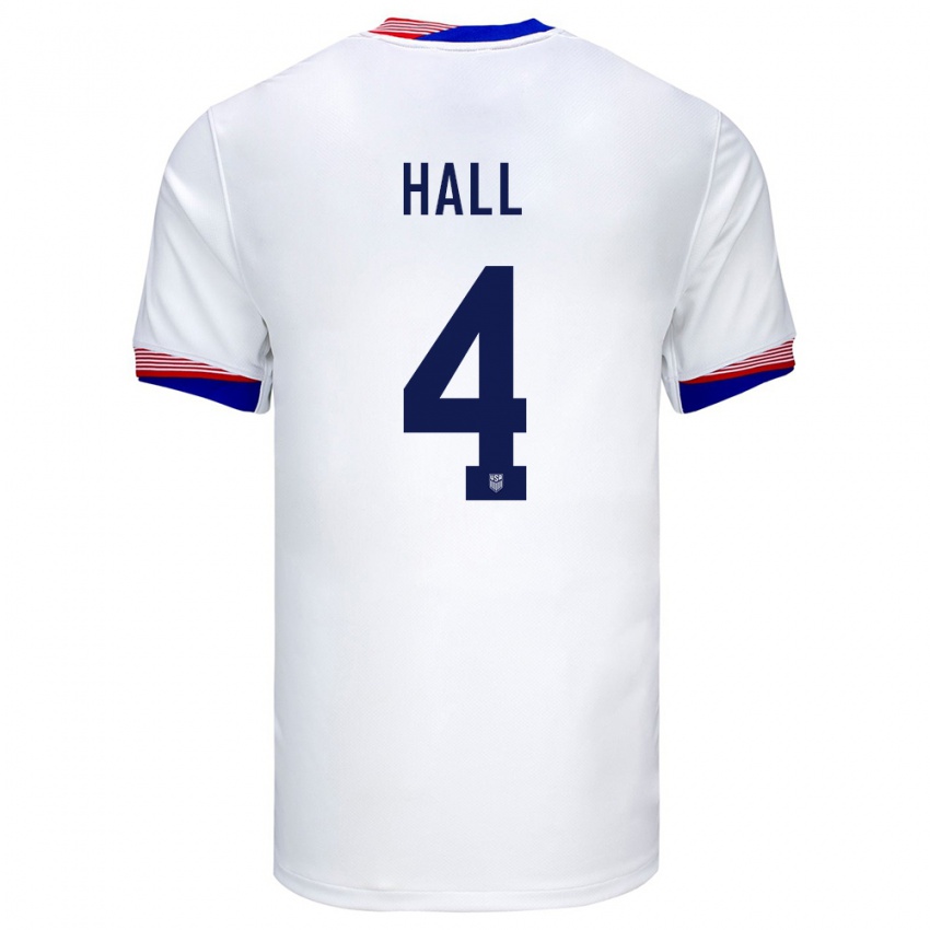 Bambino Maglia Stati Uniti Tyler Hall #4 Bianco Kit Gara Home 24-26 Maglietta