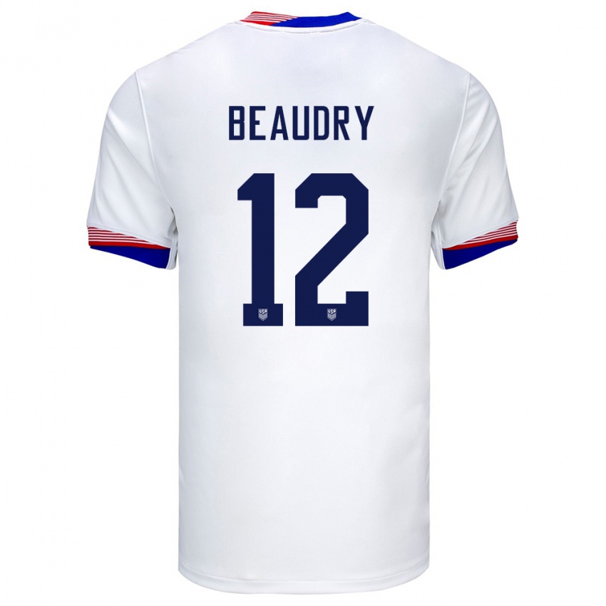 Bambino Maglia Stati Uniti Adam Beaudry #12 Bianco Kit Gara Home 24-26 Maglietta