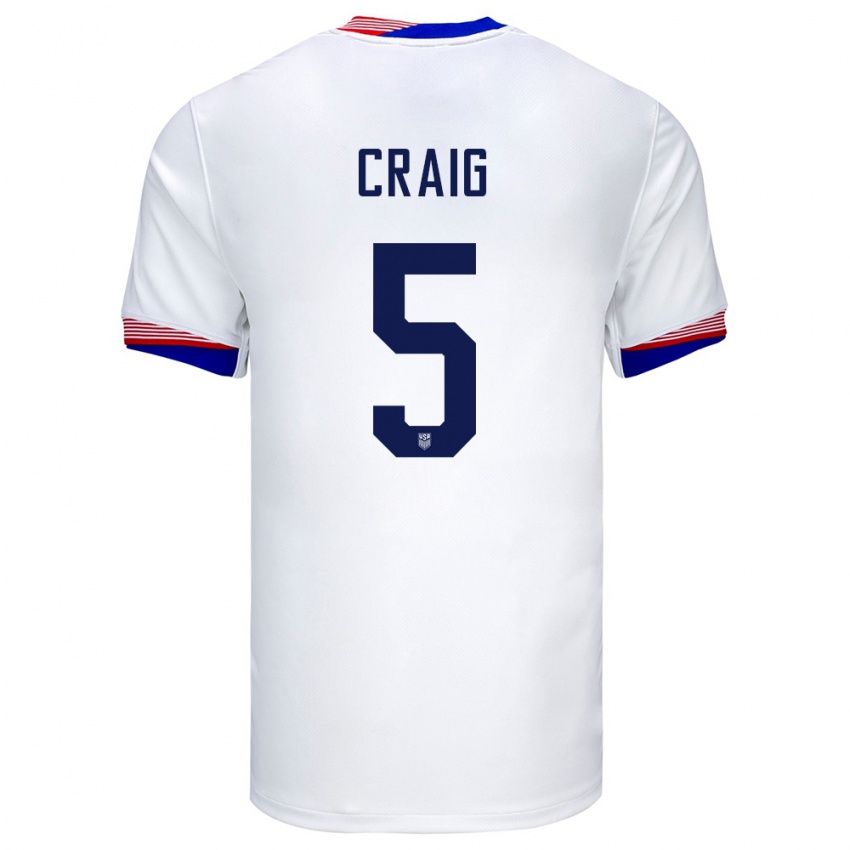 Bambino Maglia Stati Uniti Brandan Craig #5 Bianco Kit Gara Home 24-26 Maglietta