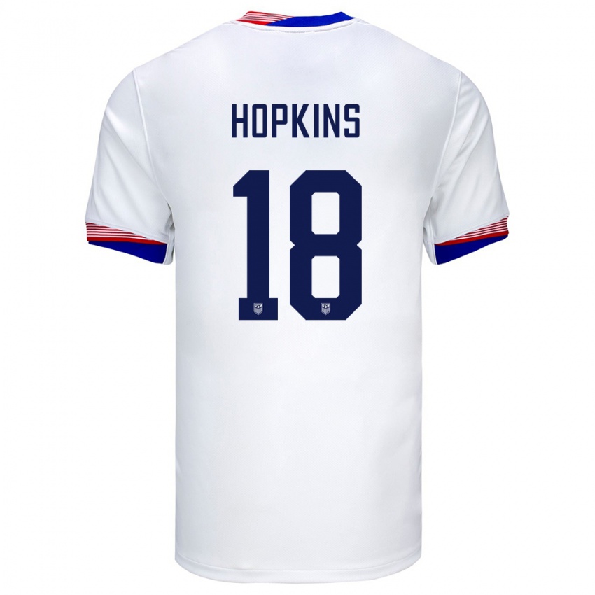 Bambino Maglia Stati Uniti Jackson Hopkins #18 Bianco Kit Gara Home 24-26 Maglietta