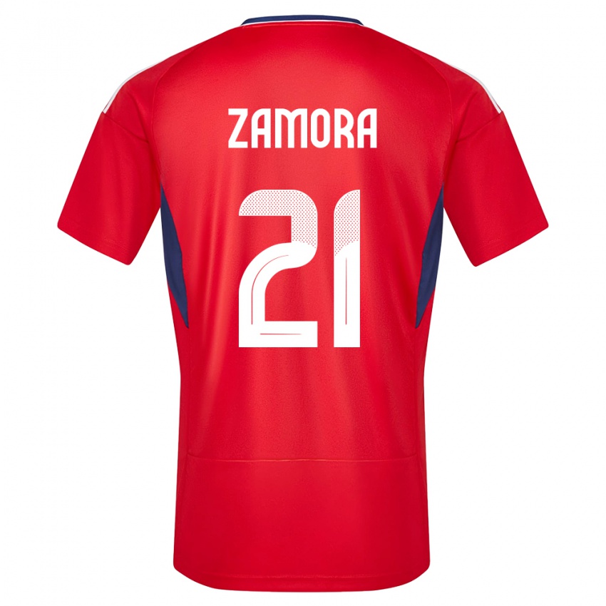 Bambino Maglia Costa Rica Alvaro Zamora #21 Rosso Kit Gara Home 24-26 Maglietta