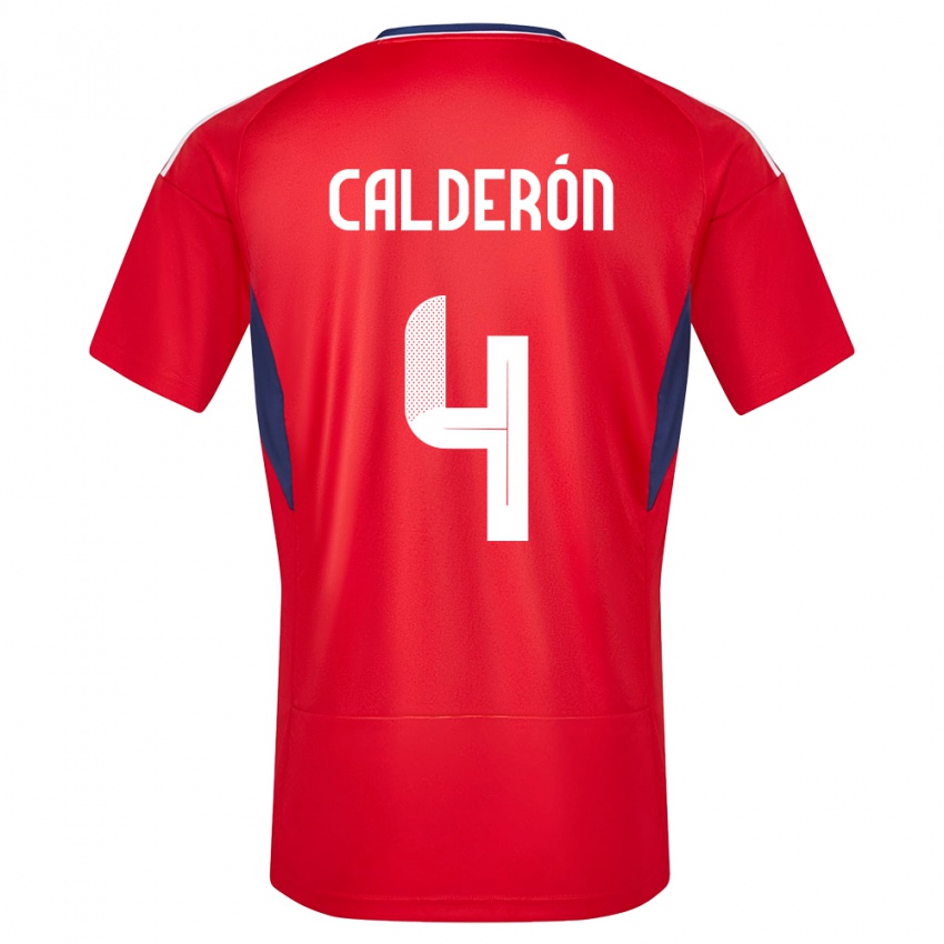 Bambino Maglia Costa Rica Brandon Calderon #4 Rosso Kit Gara Home 24-26 Maglietta