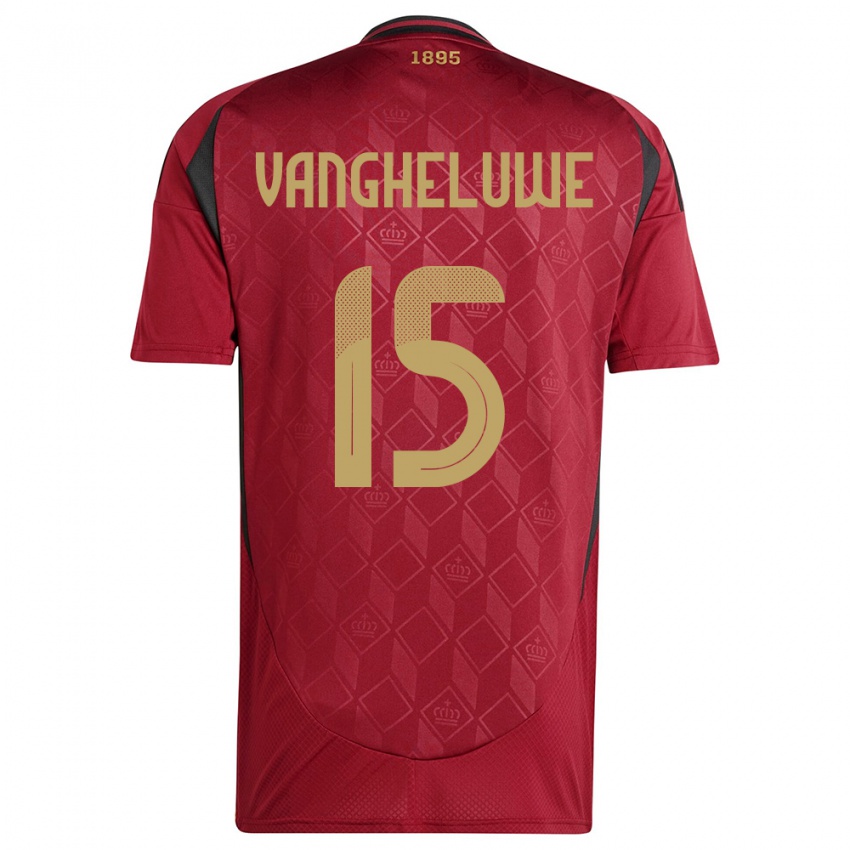 Bambino Maglia Belgio Jody Vangheluwe #15 Borgogna Kit Gara Home 24-26 Maglietta