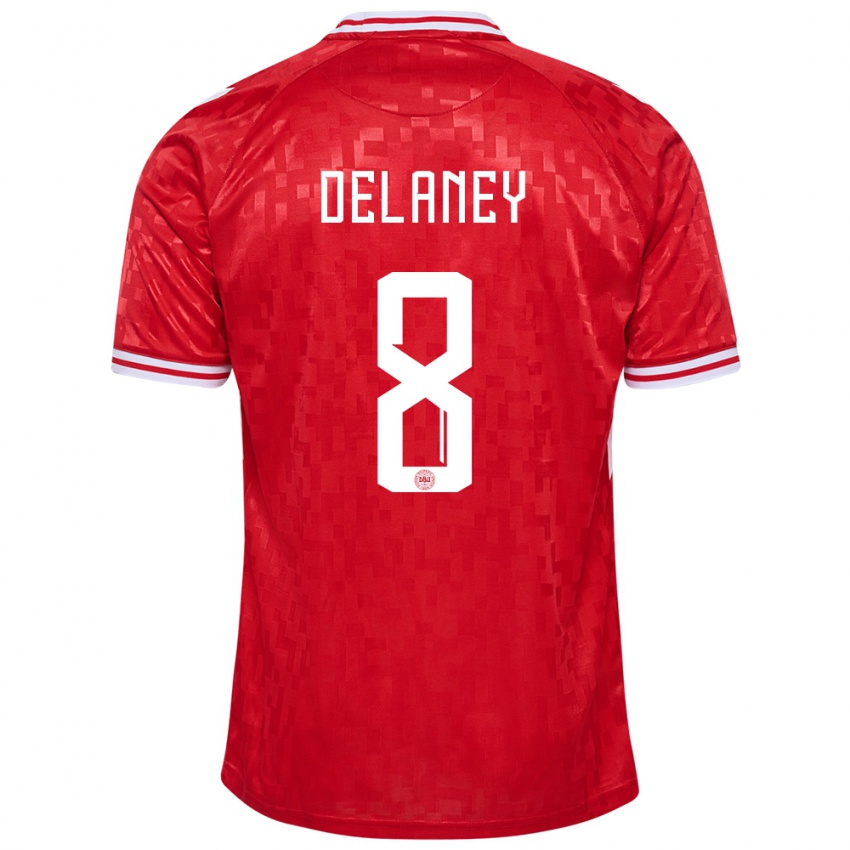 Bambino Maglia Danimarca Thomas Delaney #8 Rosso Kit Gara Home 24-26 Maglietta