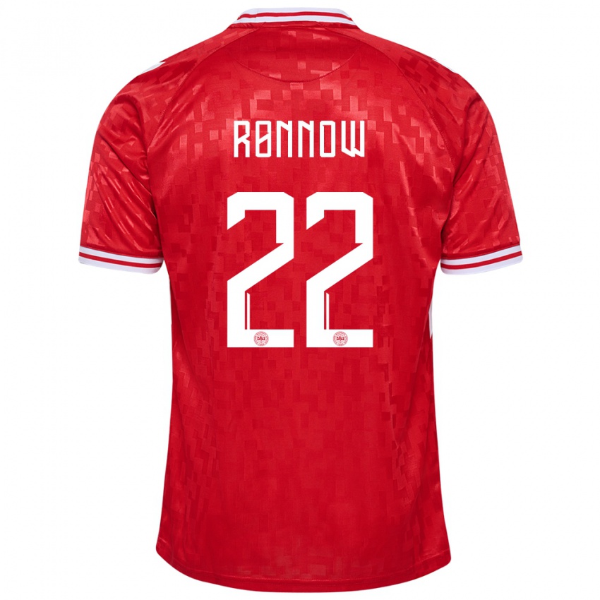 Bambino Maglia Danimarca Frederik Ronnow #22 Rosso Kit Gara Home 24-26 Maglietta