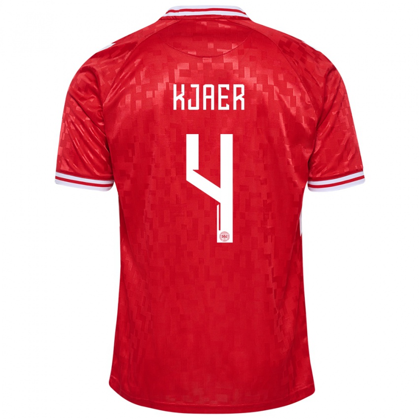 Bambino Maglia Danimarca Simon Kjaer #4 Rosso Kit Gara Home 24-26 Maglietta