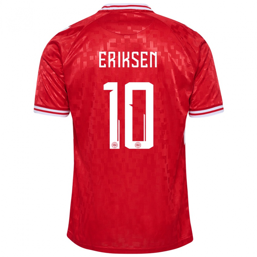 Bambino Maglia Danimarca Christian Eriksen #10 Rosso Kit Gara Home 24-26 Maglietta