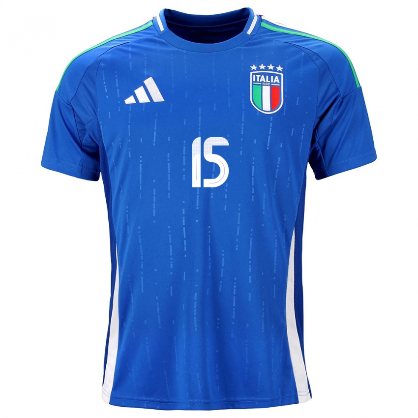 Bambino Maglia Italia Francesco Acerbi #15 Blu Kit Gara Home 24-26 Maglietta