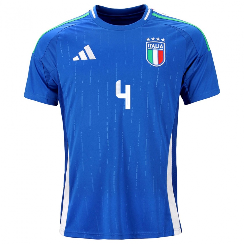 Bambino Maglia Italia Alessandro Buongiorno #4 Blu Kit Gara Home 24-26 Maglietta