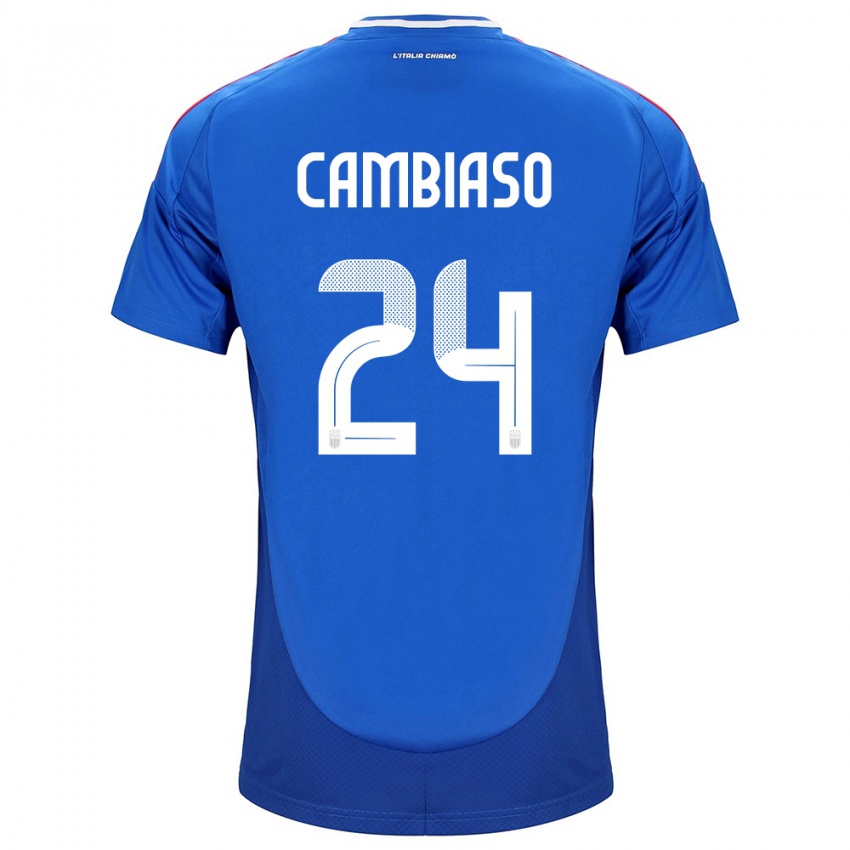 Bambino Maglia Italia Andrea Cambiaso #24 Blu Kit Gara Home 24-26 Maglietta