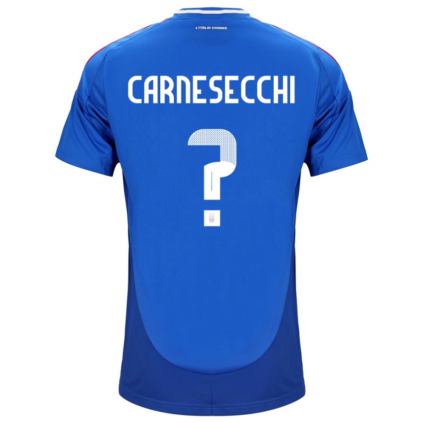 Bambino Maglia Italia Marco Carnesecchi #0 Blu Kit Gara Home 24-26 Maglietta