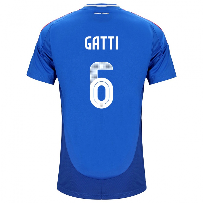 Bambino Maglia Italia Federico Gatti #6 Blu Kit Gara Home 24-26 Maglietta