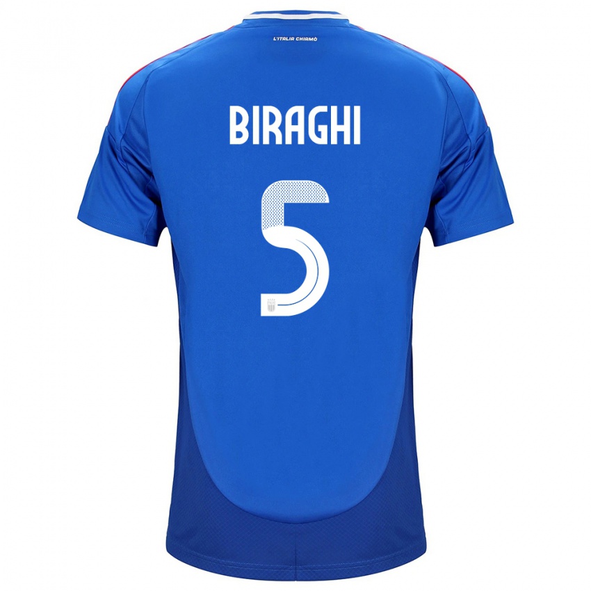 Bambino Maglia Italia Cristiano Biraghi #5 Blu Kit Gara Home 24-26 Maglietta