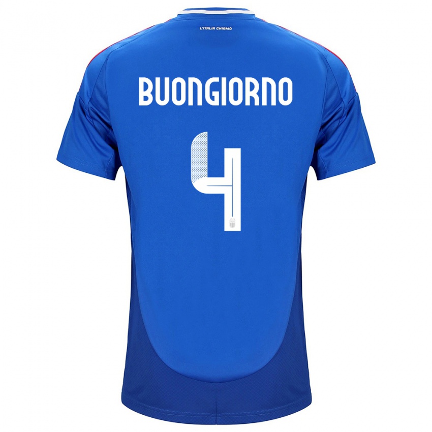 Bambino Maglia Italia Alessandro Buongiorno #4 Blu Kit Gara Home 24-26 Maglietta