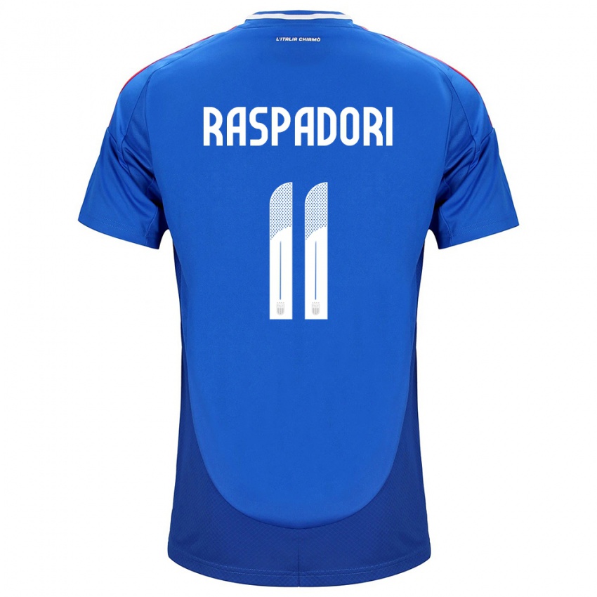 Bambino Maglia Italia Giacomo Raspadori #11 Blu Kit Gara Home 24-26 Maglietta