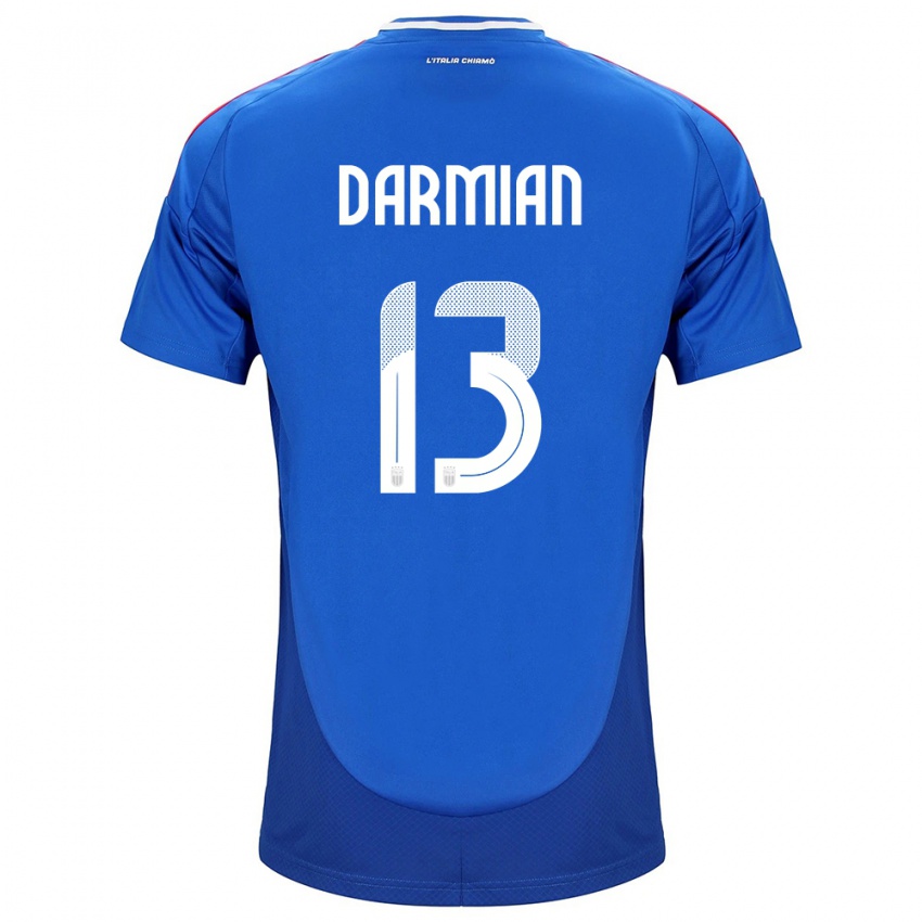 Bambino Maglia Italia Matteo Darmian #13 Blu Kit Gara Home 24-26 Maglietta