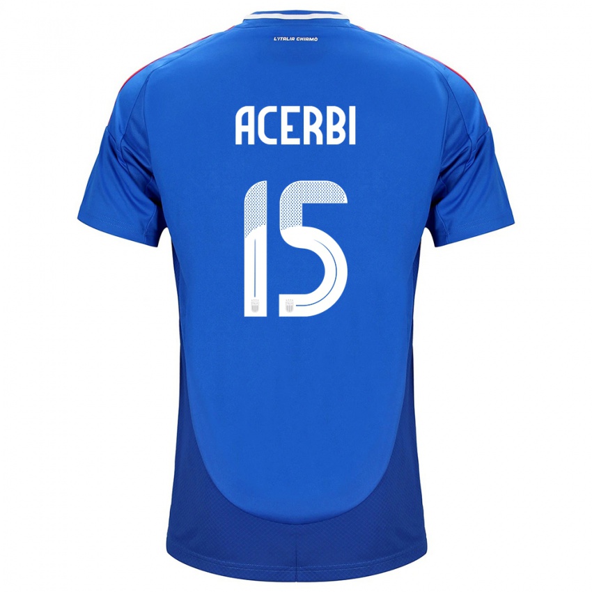 Bambino Maglia Italia Francesco Acerbi #15 Blu Kit Gara Home 24-26 Maglietta