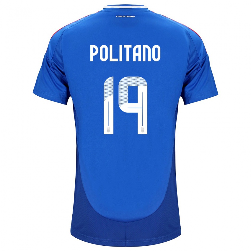 Bambino Maglia Italia Matteo Politano #19 Blu Kit Gara Home 24-26 Maglietta