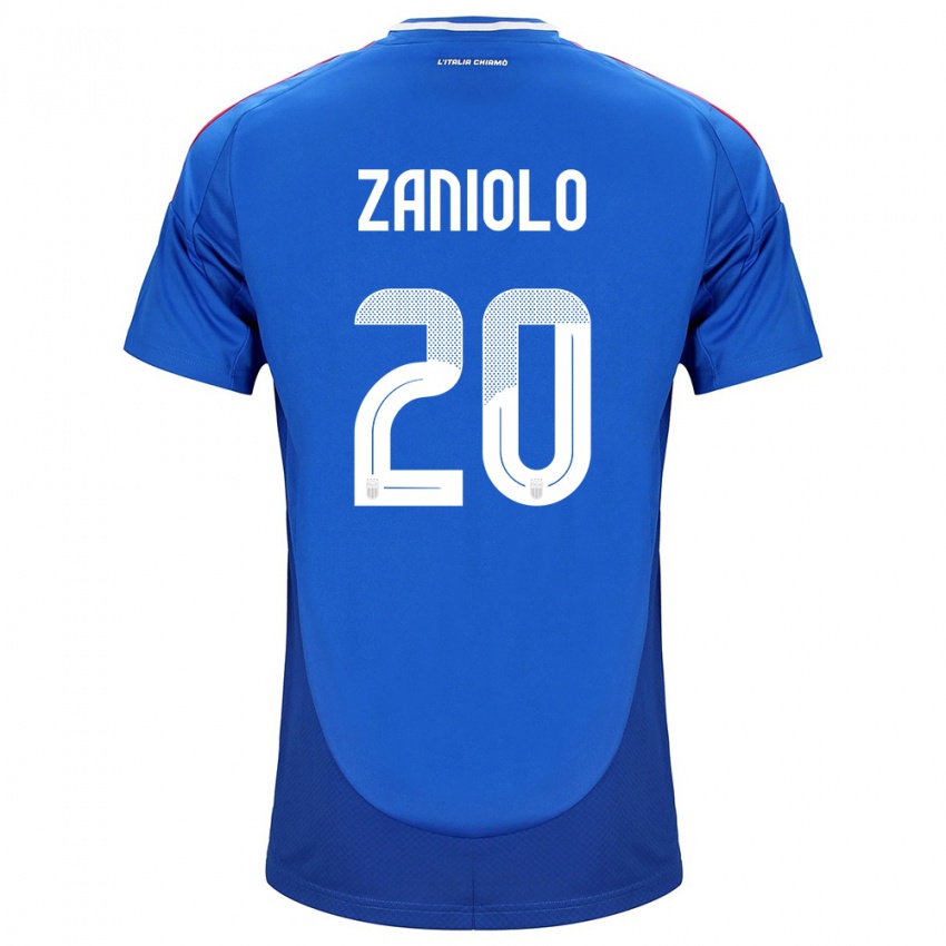 Bambino Maglia Italia Nicolò Zaniolo #20 Blu Kit Gara Home 24-26 Maglietta