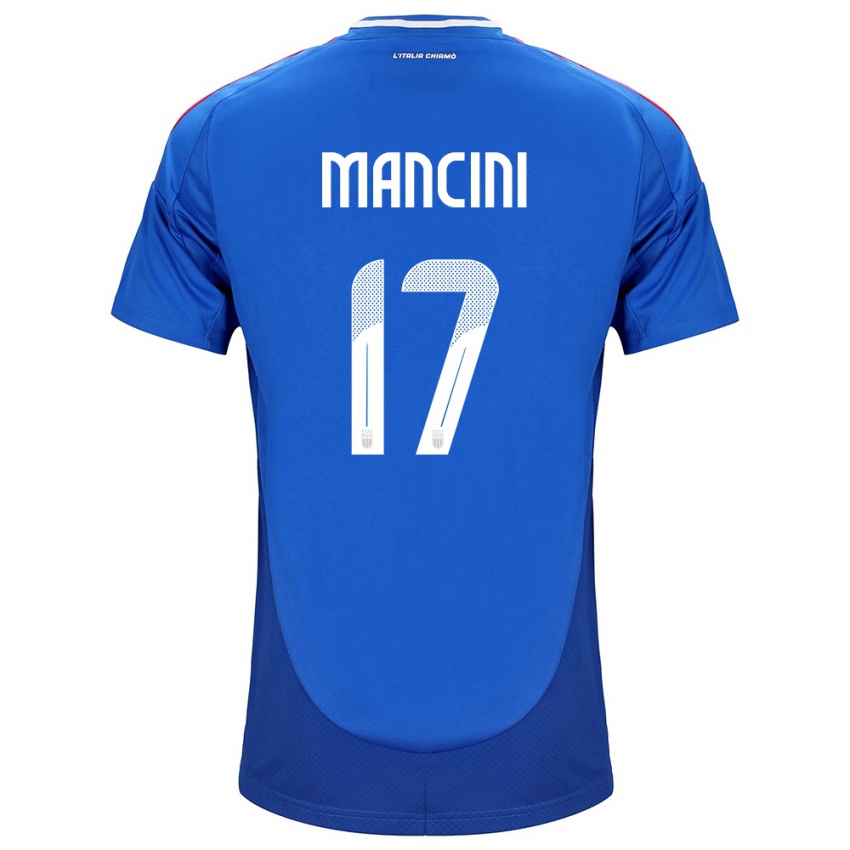 Bambino Maglia Italia Gianluca Mancini #17 Blu Kit Gara Home 24-26 Maglietta