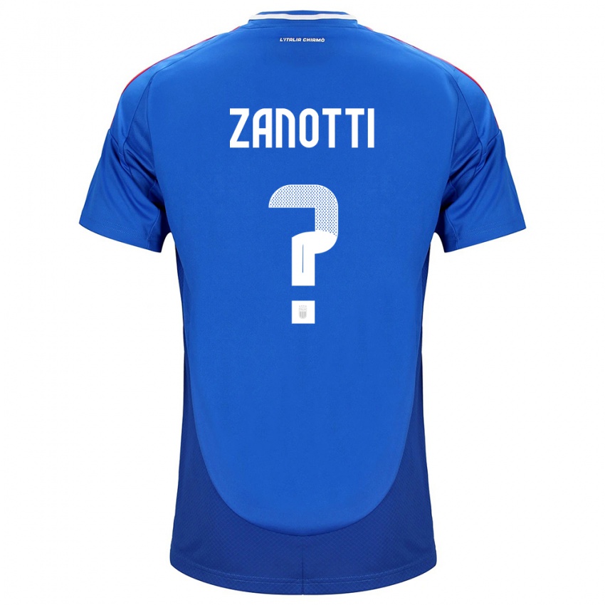 Bambino Maglia Italia Mattia Zanotti #0 Blu Kit Gara Home 24-26 Maglietta