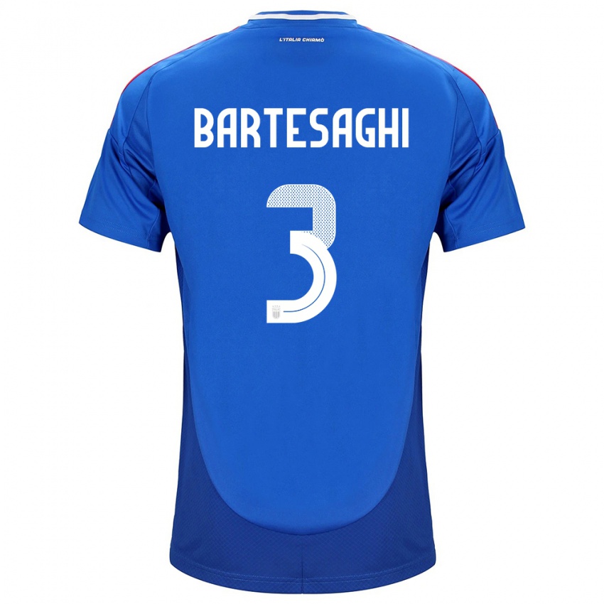 Bambino Maglia Italia Davide Bartesaghi #3 Blu Kit Gara Home 24-26 Maglietta