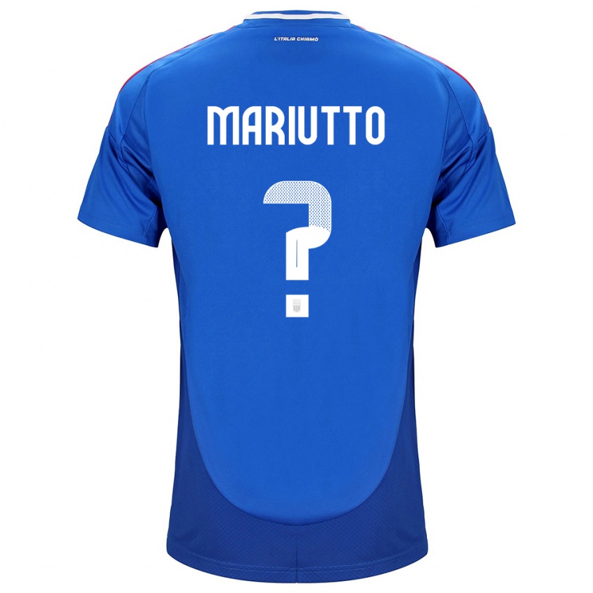 Bambino Maglia Italia Francesco Mariutto #0 Blu Kit Gara Home 24-26 Maglietta