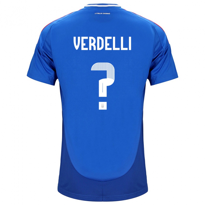 Bambino Maglia Italia Davide Verdelli #0 Blu Kit Gara Home 24-26 Maglietta