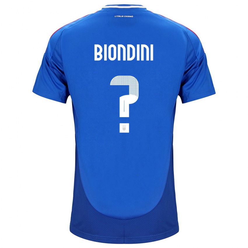 Bambino Maglia Italia Edoardo Biondini #0 Blu Kit Gara Home 24-26 Maglietta