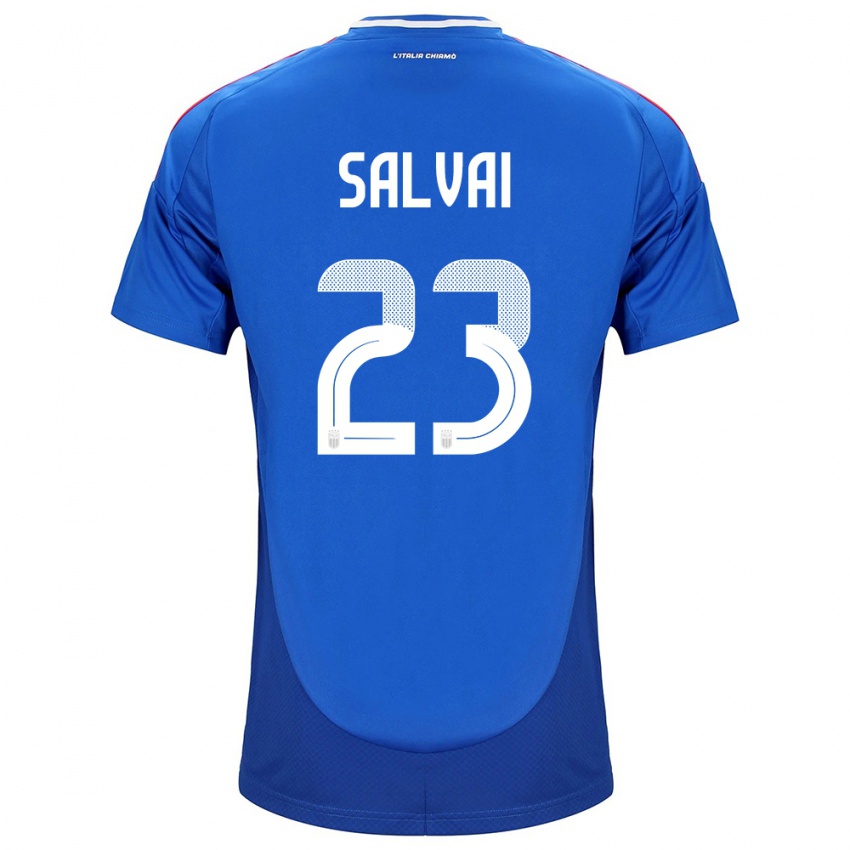 Bambino Maglia Italia Cecilia Salvai #23 Blu Kit Gara Home 24-26 Maglietta