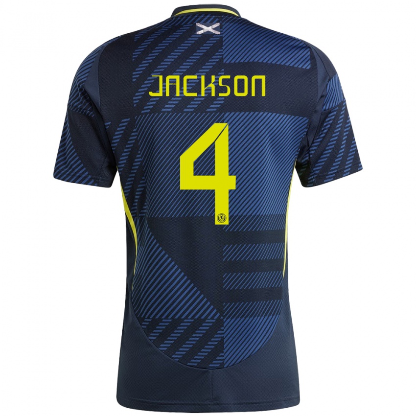 Bambino Maglia Scotland Louis Jackson #4 Blu Scuro Kit Gara Home 24-26 Maglietta