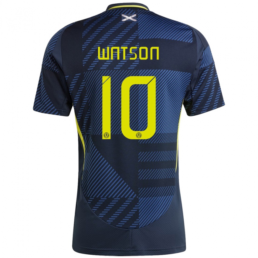 Bambino Maglia Scotland David Watson #10 Blu Scuro Kit Gara Home 24-26 Maglietta