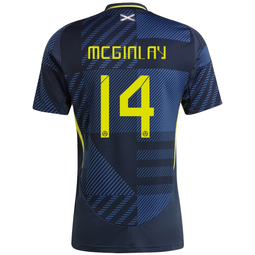 Bambino Maglia Scotland Aiden Mcginlay #14 Blu Scuro Kit Gara Home 24-26 Maglietta