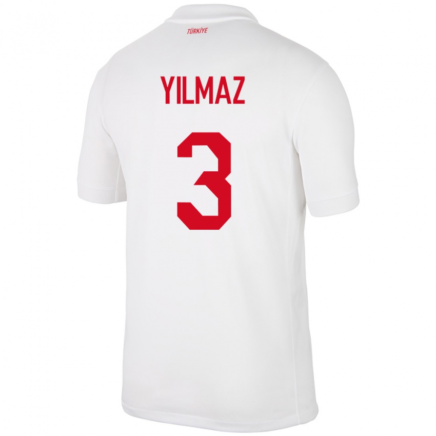 Bambino Maglia Turchia Berkay Yılmaz #3 Bianco Kit Gara Home 24-26 Maglietta