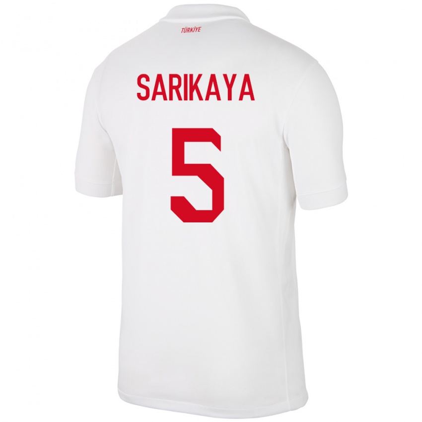 Bambino Maglia Turchia Efe Sarıkaya #5 Bianco Kit Gara Home 24-26 Maglietta