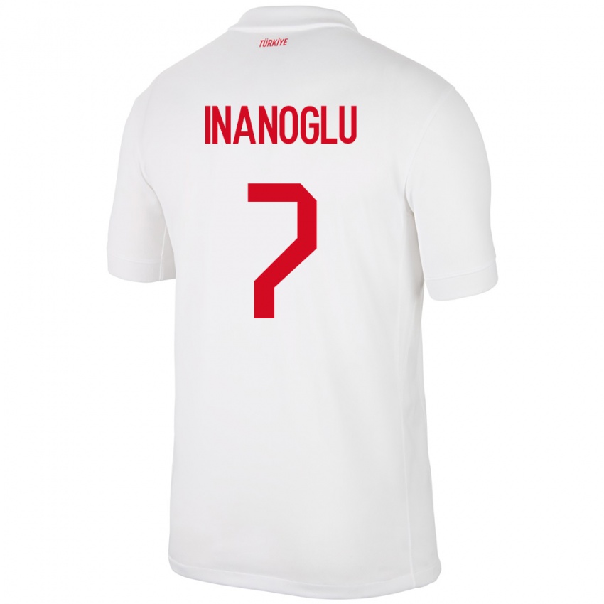 Bambino Maglia Turchia Kaan İnanoğlu #7 Bianco Kit Gara Home 24-26 Maglietta