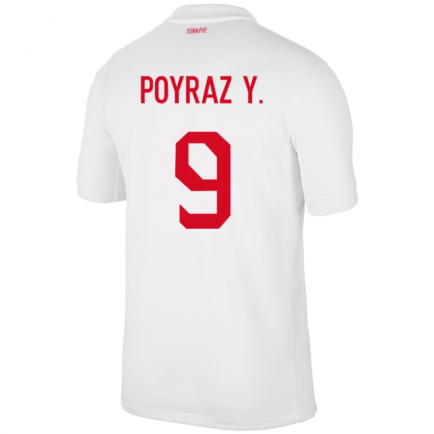 Bambino Maglia Turchia Poyraz Yıldırım #9 Bianco Kit Gara Home 24-26 Maglietta