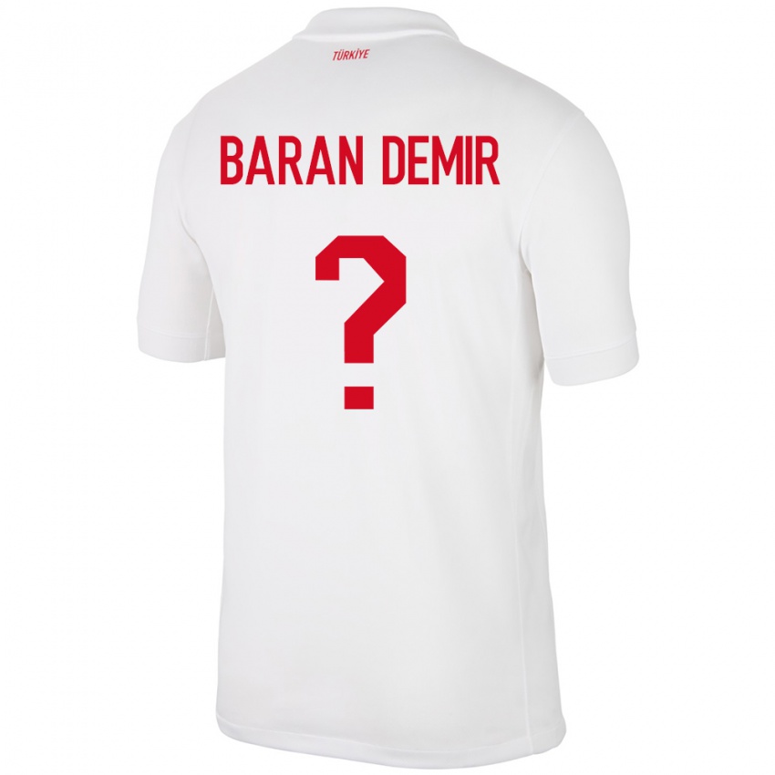 Bambino Maglia Turchia Tuna Baran Demir #0 Bianco Kit Gara Home 24-26 Maglietta