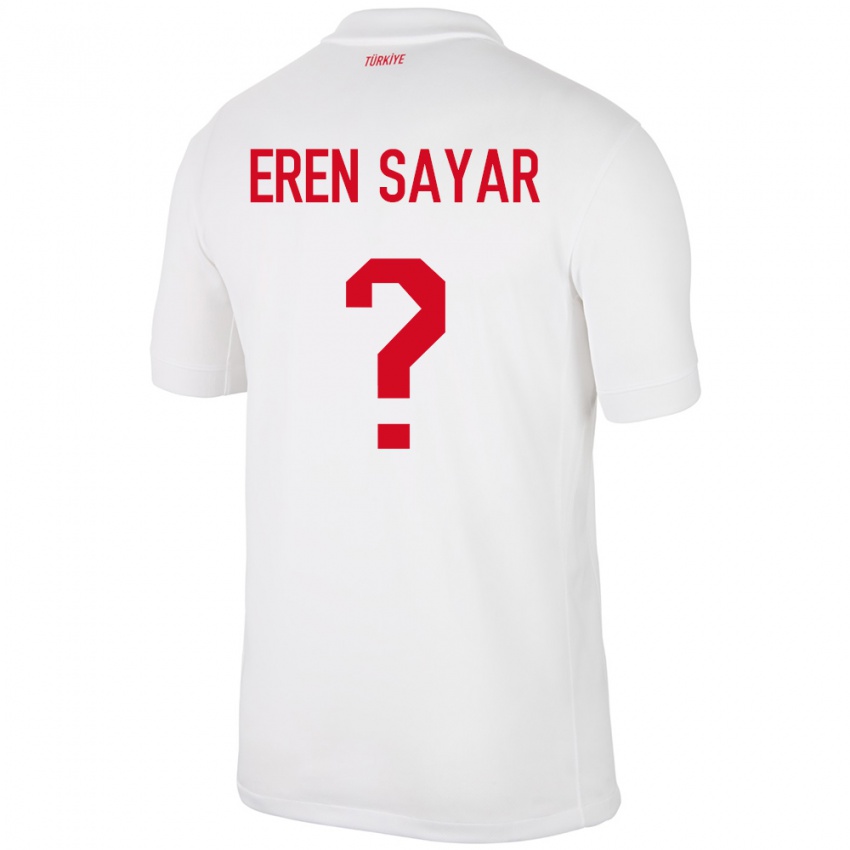 Bambino Maglia Turchia Emin Eren Sayar #0 Bianco Kit Gara Home 24-26 Maglietta