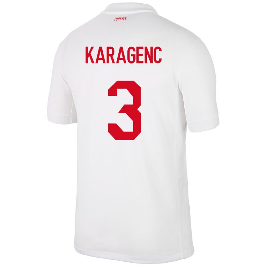 Bambino Maglia Turchia Didem Karagenç #3 Bianco Kit Gara Home 24-26 Maglietta