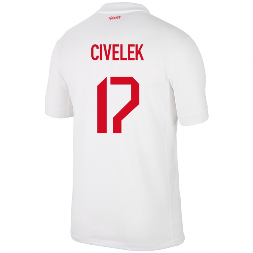 Bambino Maglia Turchia İlayda Civelek #17 Bianco Kit Gara Home 24-26 Maglietta