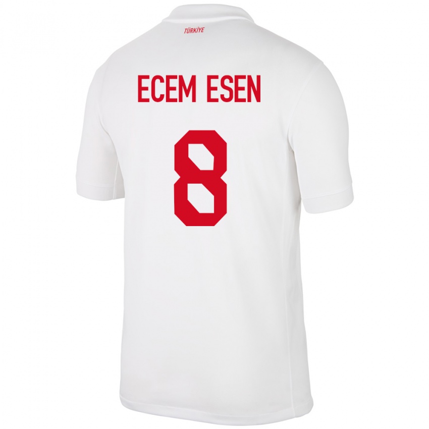 Bambino Maglia Turchia Emine Ecem Esen #8 Bianco Kit Gara Home 24-26 Maglietta