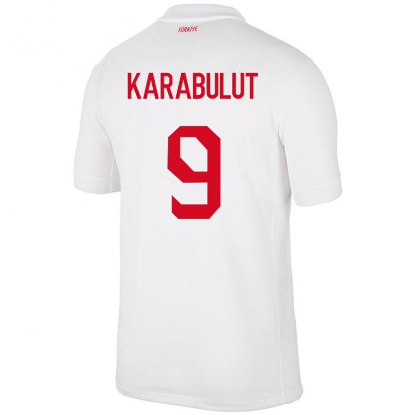 Bambino Maglia Turchia Arzu Karabulut #9 Bianco Kit Gara Home 24-26 Maglietta