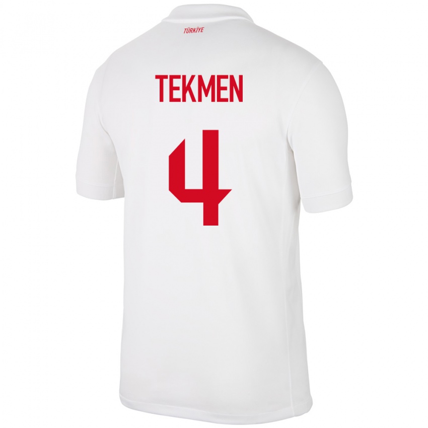 Bambino Maglia Turchia Ece Tekmen #4 Bianco Kit Gara Home 24-26 Maglietta