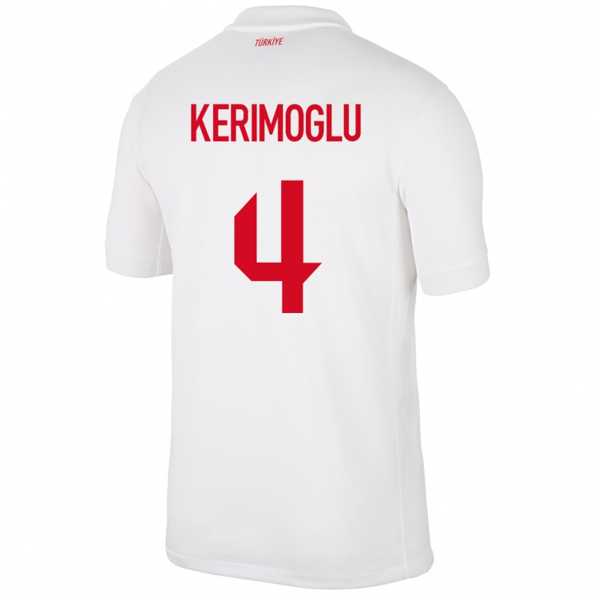 Bambino Maglia Turchia Zeynap Kerimoğlu #4 Bianco Kit Gara Home 24-26 Maglietta