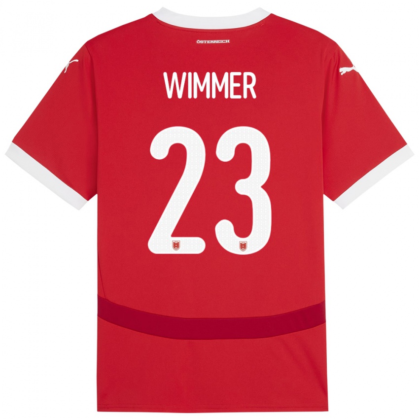 Bambino Maglia Austria Patrick Wimmer #23 Rosso Kit Gara Home 24-26 Maglietta