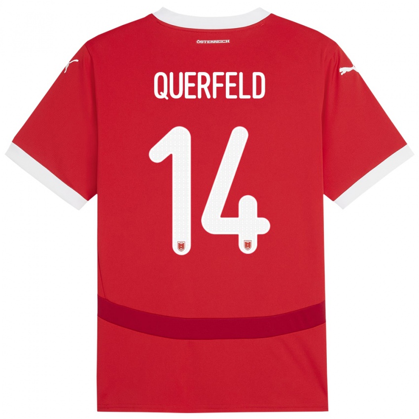 Bambino Maglia Austria Leopold Querfeld #14 Rosso Kit Gara Home 24-26 Maglietta