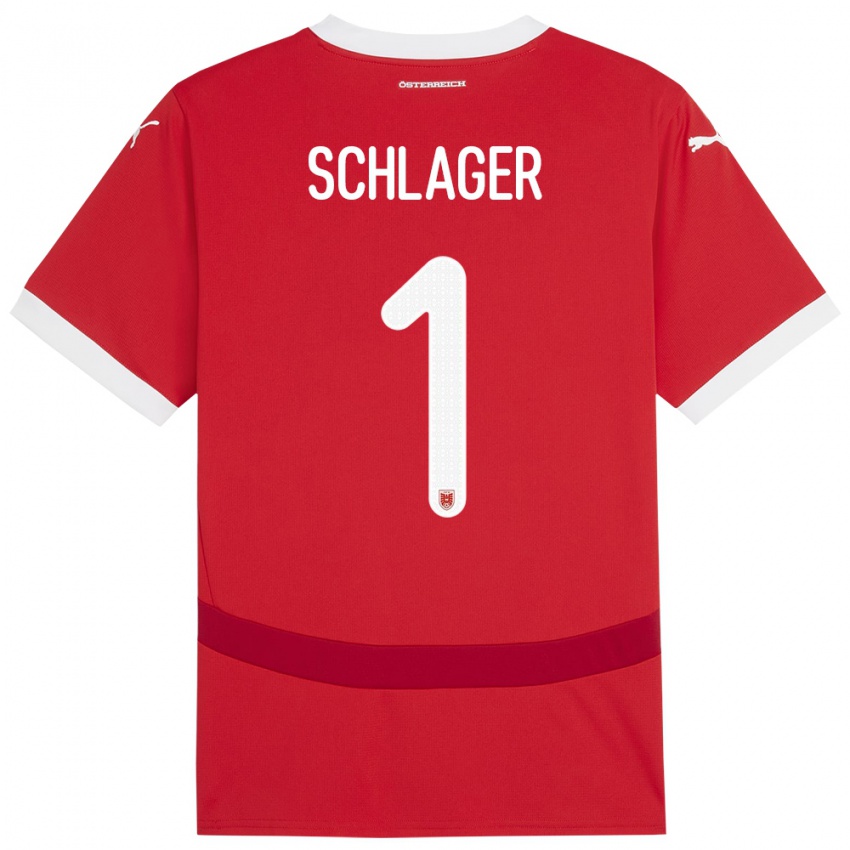 Bambino Maglia Austria Alexander Schlager #1 Rosso Kit Gara Home 24-26 Maglietta