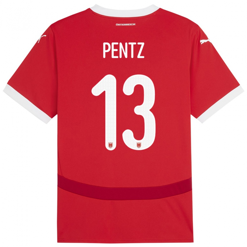 Bambino Maglia Austria Patrick Pentz #13 Rosso Kit Gara Home 24-26 Maglietta